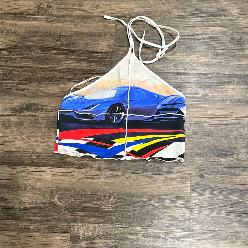 Colorful Halter Top with Car Design